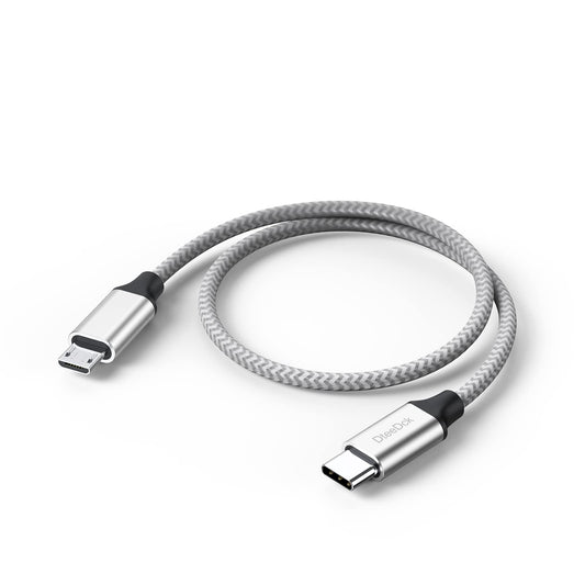 DteeDck USB C to Micro USB Cable 1ft, Micro USB to USB Type C Adapter Cable Braided Male to Male Adapter USB-C USBC to Micro USB Cord 30.5CM for Charging Data Transmission