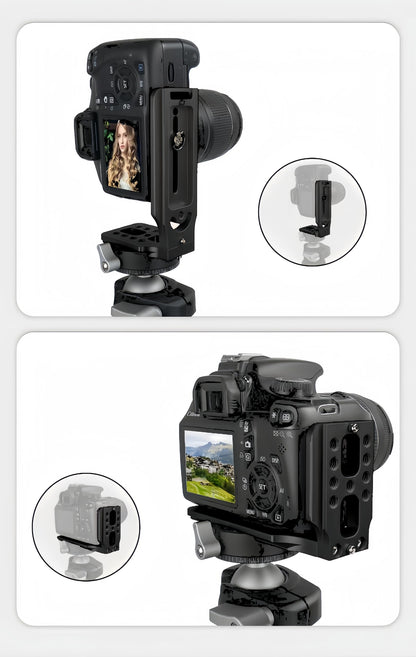 DSLR Camera L Bracket Support Camera Mount Quick Release Plate Vertical Horizontal Switching Compatible with Canon Sony Nikon DJI Osmo Ronin Zhiyun Stabilizer Tripod Monopod (Black)