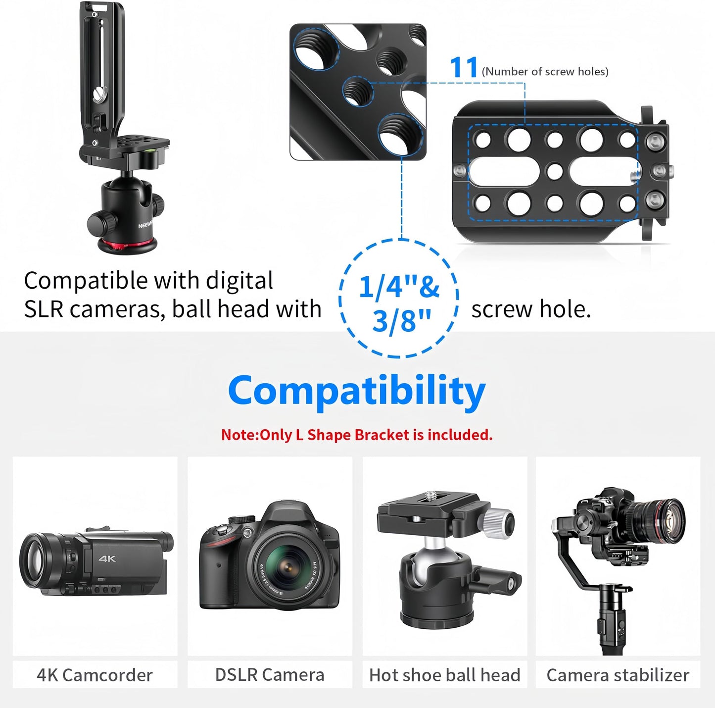 DSLR Camera L Bracket Support Camera Mount Quick Release Plate Vertical Horizontal Switching Compatible with Canon Sony Nikon DJI Osmo Ronin Zhiyun Stabilizer Tripod Monopod (Black)